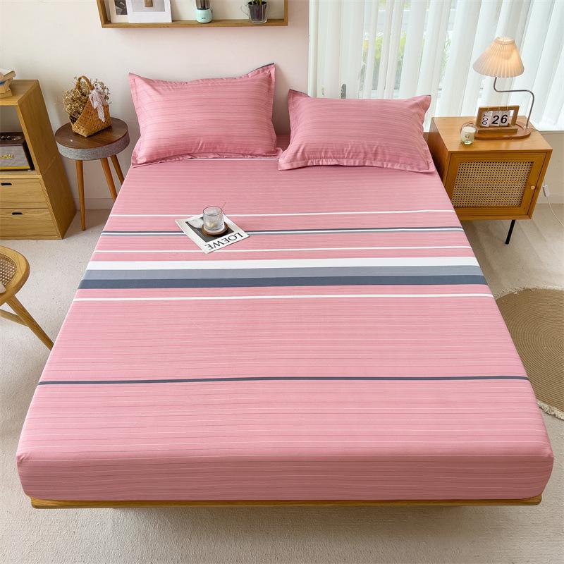 Fitted Sheet Single Piece Washed Cotton Non-Slip Brushed Mattress Cover Mattress Protector for Student Dormitory