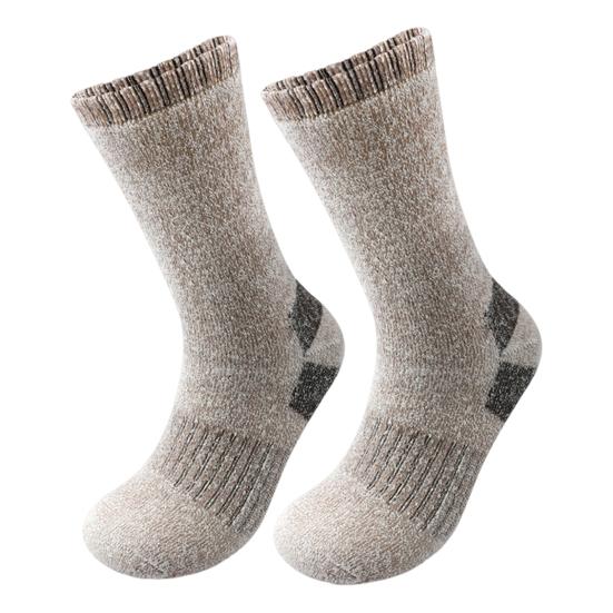 Men Fleece-Lined Socks Winter Thermal Hiking Socks Thick Warm Terry Mid-Calf Socks for Outdoor Sports Skiing Running Daily Wear