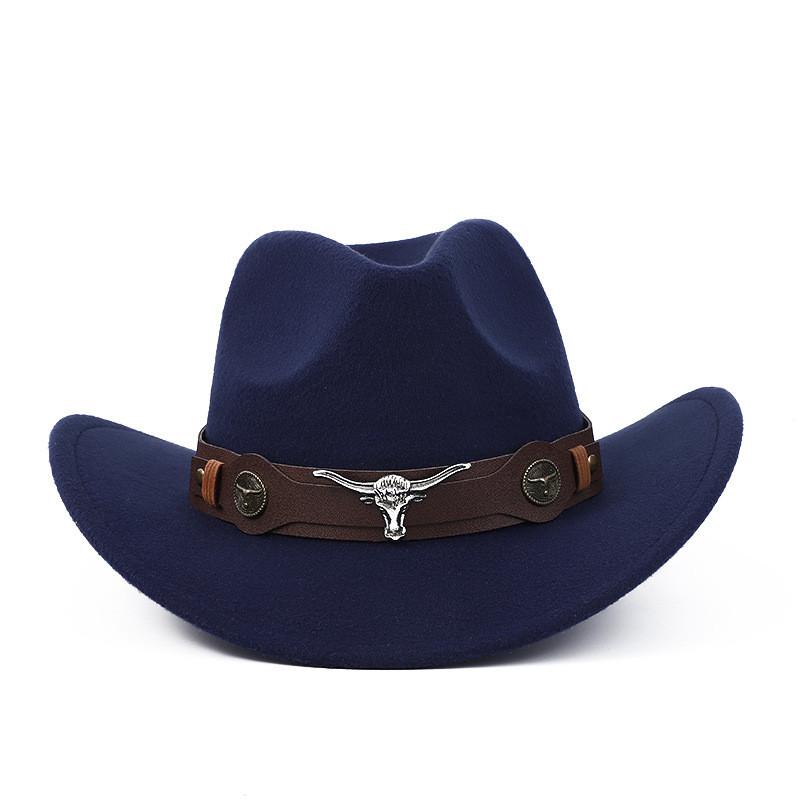 Western Cowboy Wool Felt Hat With Knot Embellishments For Autumn Winter Fashion