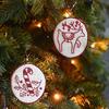 14Pcs/Set Embroidery Christmas Ornament Kit Jolly Bright Snowflake Deer Pattern Xmas Tree Hanging Pendant Crafting Supplies