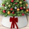 Christmas Tree Skirt Soft Faux Suede Bow Design Foldable Reusable Base Cover Festive Christmas Decoration