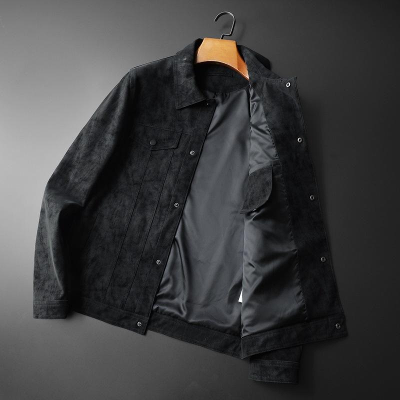 Leather jacket autumn and winter new trend handsome PU leather jacket lapel jacket men's fashion top