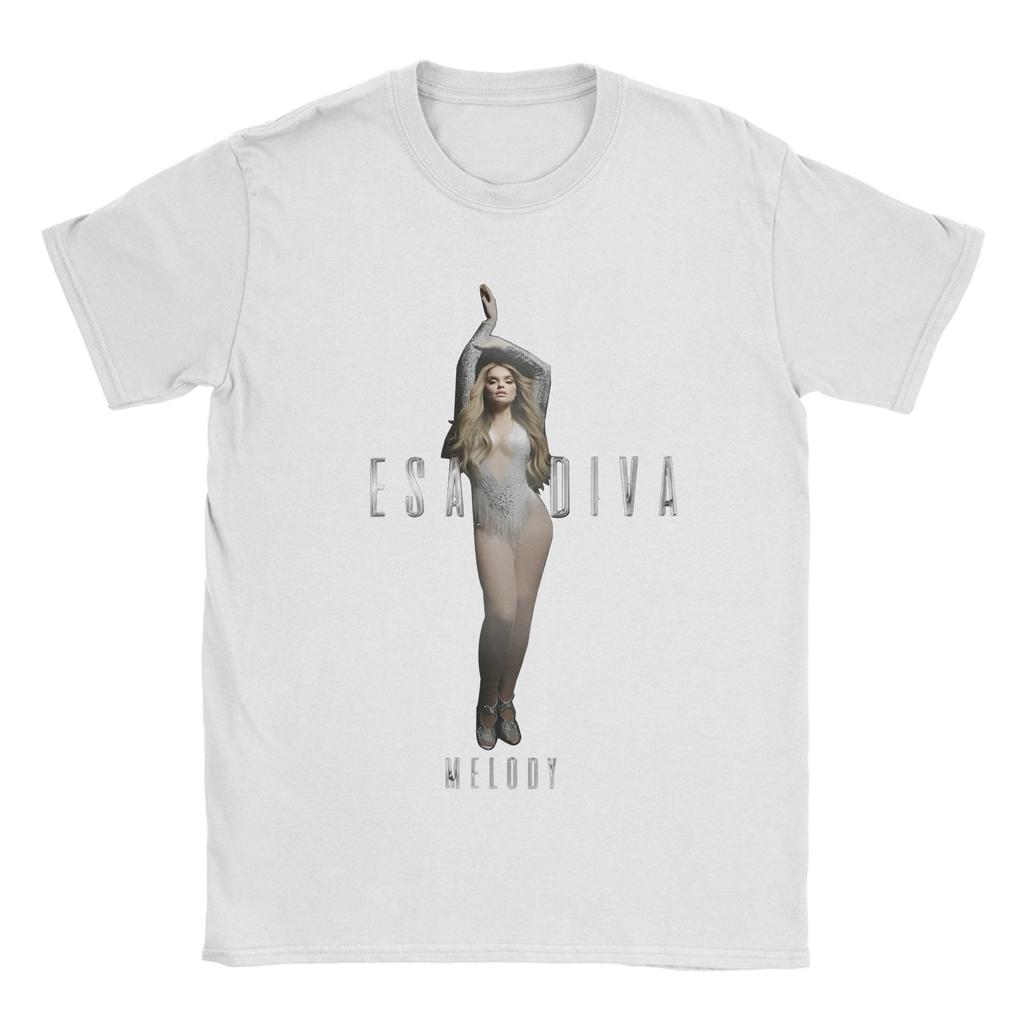 Vintage Melody Esa Diva   T-Shirt Men O Neck 100% Cotton T Shirt  Eurovision 2025 Short Sleeve Tee Shirt Graphic Printed Clothes