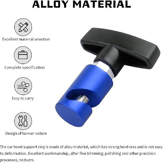 Pack-2 Car Hood Prop Rod Tool Struts Clamp, Vehicle Support Rod Retainer, Universal Snap-On Anti-Pinch Automotive Suppor Accessories (Blue)