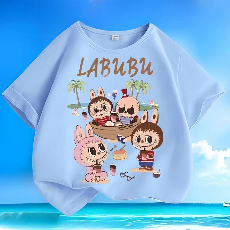 

Горячий тренд LABUBU Мультяшный 3D-принт Детские футболки для мальчиков и девочек Крутая одежда для детей с коротким рукавом 130
