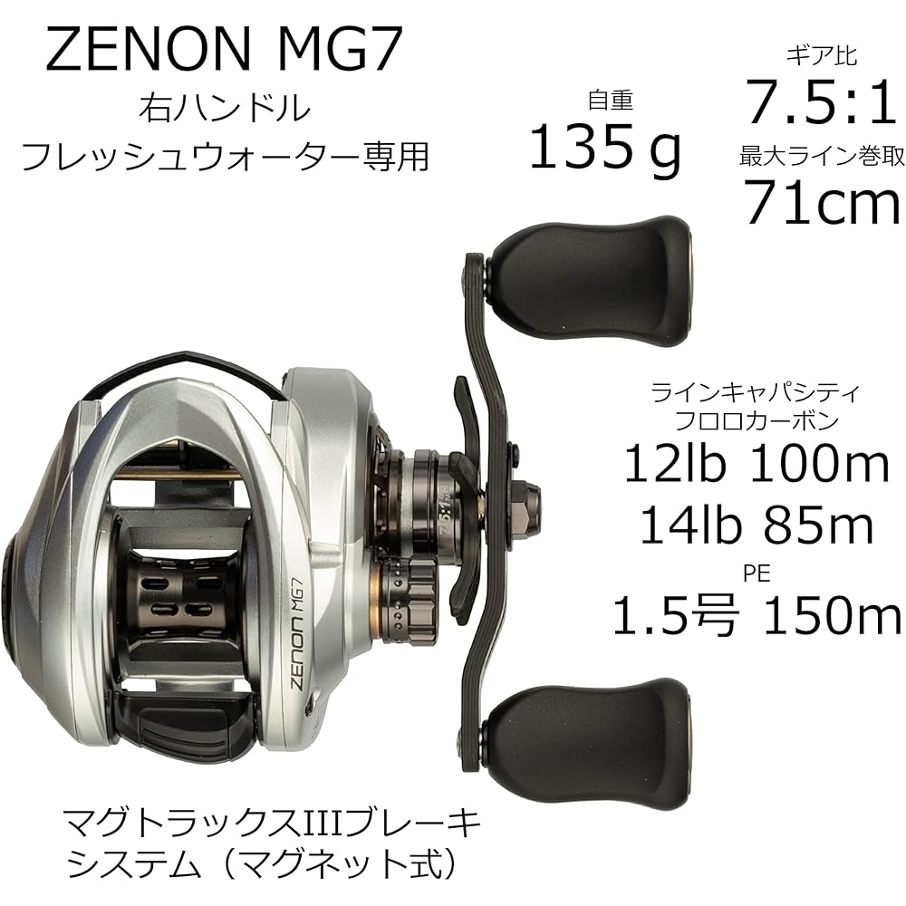AbuGarcia Zenon MG7 Right Hand Baitcasting Reel Freshwater Use