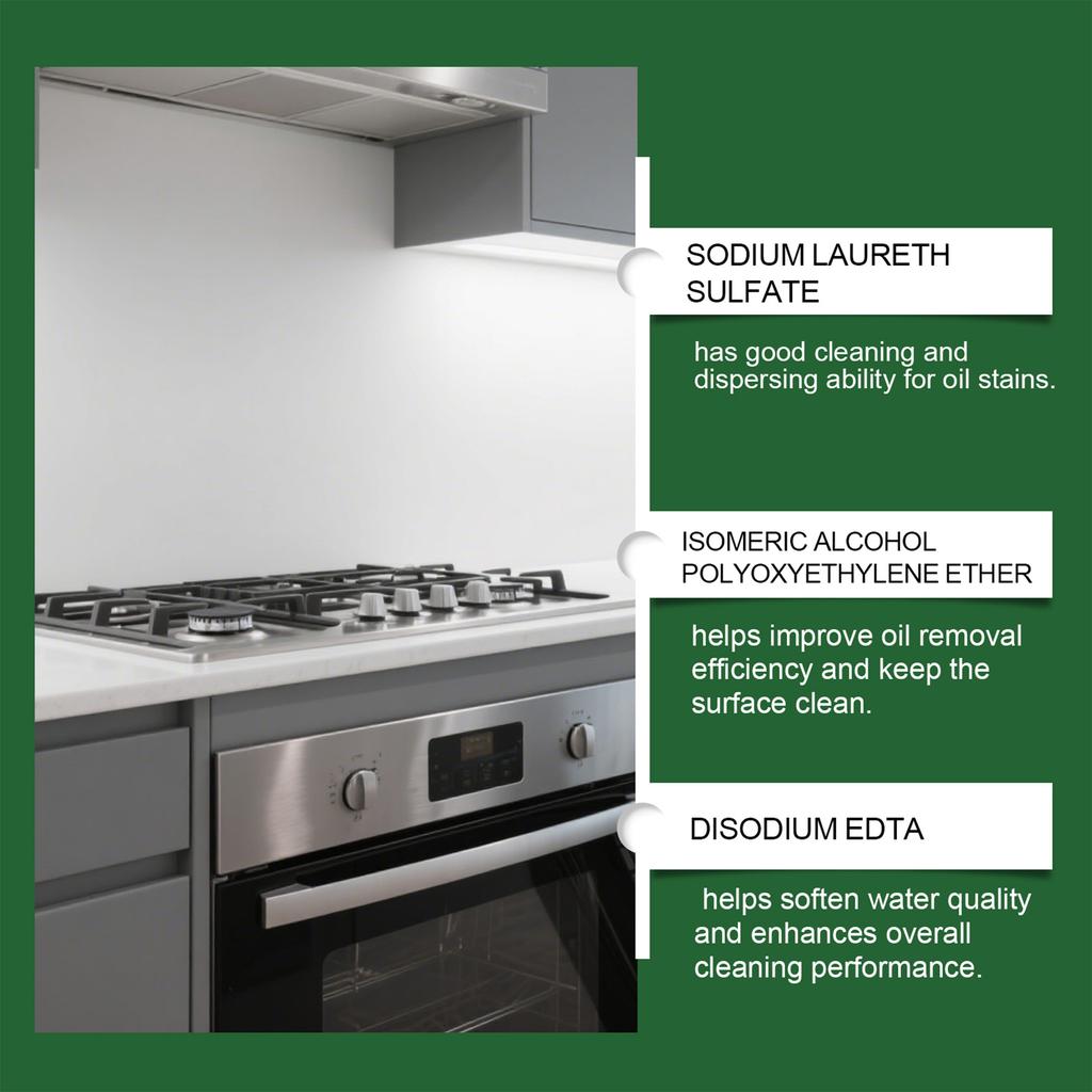 Heavy-duty Kitchen Degreaser Spray Instantly Dissolves Tough-Kitchen Grease & Grime. Grime-free Kitchen Surfaces
