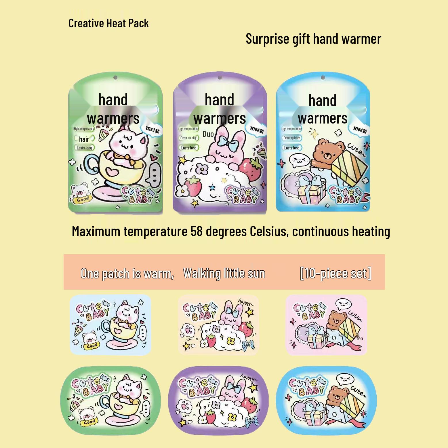 

2025 Cartoon Wearable Winter Hand Warmer Sleeve for Kids Two-Piece Set