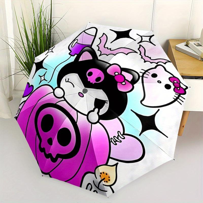 

1pc Pumpkin Kurommi Halloween Automatic Open/CloseUmbrella-CuteUmbrella with Cute Design, Portable 3-Fold Compact Umbrella for Men & Women, Valentine