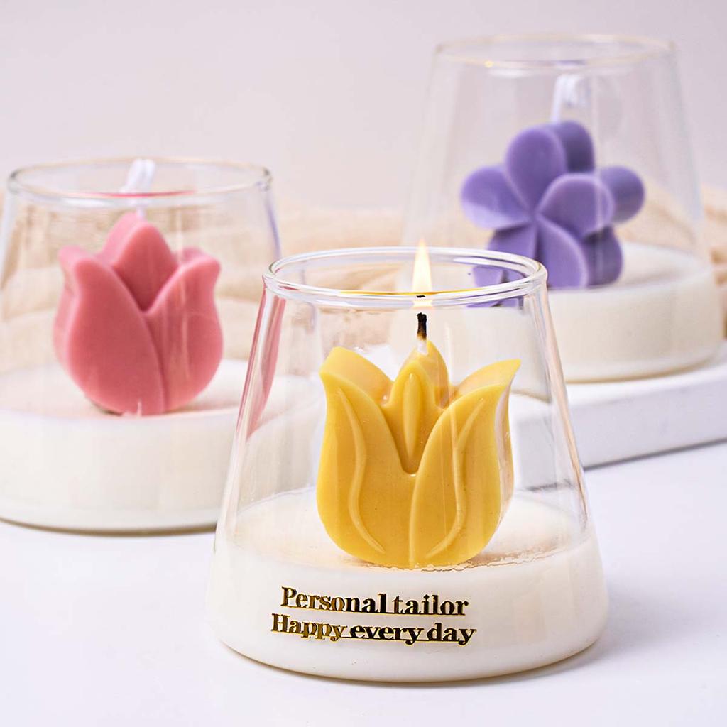 Flower Shape Silicone Candle Mold DIY Tulip Orchid Aromath Soap Candles Molds Plaster Resin Crafts Making Home Valentine's Decor