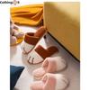 Pantofole di Cotone Casa Cartone Animato Carino Zampa di Gatto Peluche Pelliccia Scarpe Coppia Calde da Interno Pantofole a Fondo Morbido