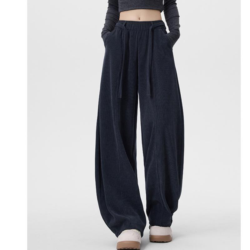 Plus Size High-Waist Casual Wide-Leg Pants for Women - Autumn/Winter Collection