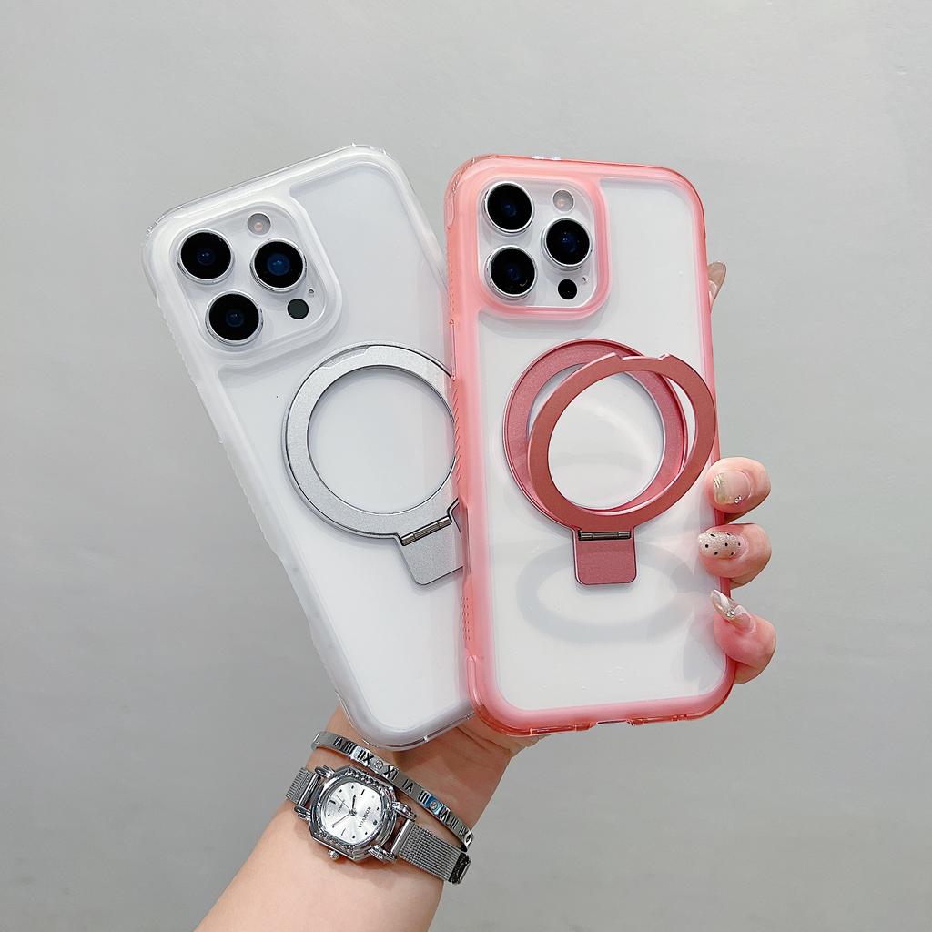 For iPhone 16 Pro Case Compatible with MagSafe Kickstand Clear TPU PC Phone Back Cover