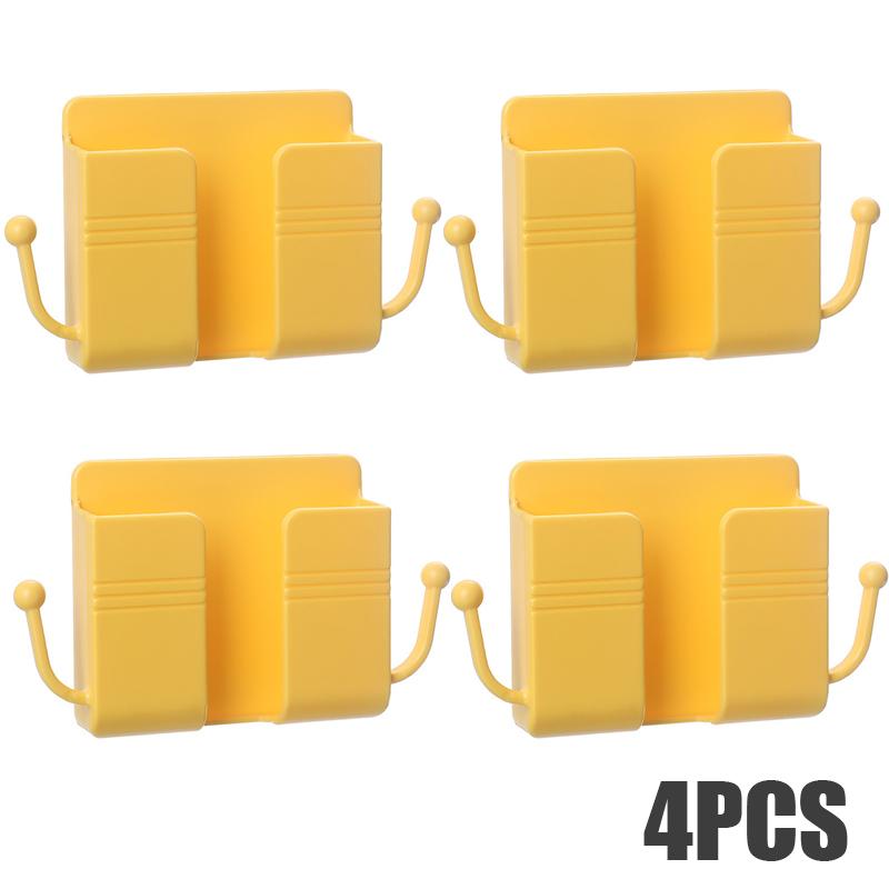4/2/1pcs Wall Mounted Mobile Phone Holder Multifunction Holder Remote Control Storage Box Charger Hook Cable Charging Dock Stand