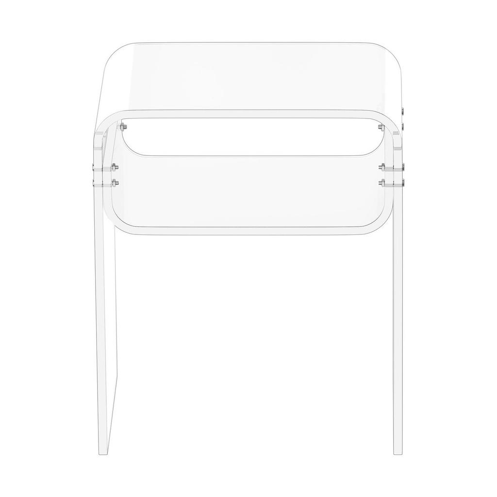 Acrylic Side Table, 2 Tiers Clear Bedside Table with Storage Shelf, Modern Rectangle Acrylic End Desk, Transparent Thick Nightstand for Bedroom,