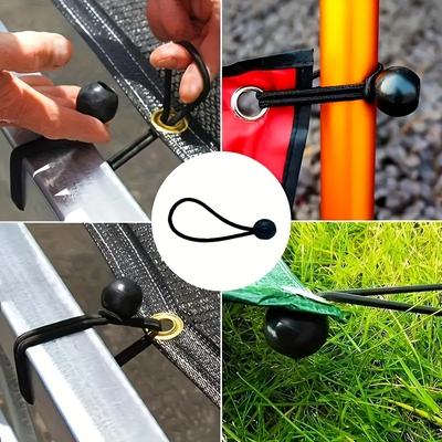 Cordas Elásticas Pesadas com Bolas Resistentes aos Raios UV - Kit Premium de Amarração para Toldo, Barraca, Carga, RV e Abrigo - Cordas Elásticas Duráveis