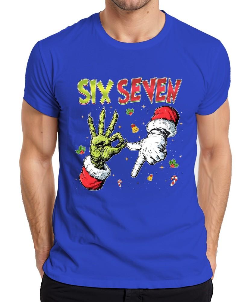 Six Seven Grinch Italian Brain Red 6 7 Hand Sign Christmas Meme Unisexs Tshirt