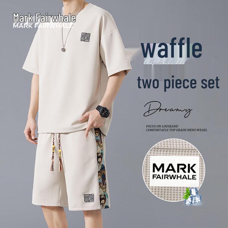 

MARK FAIRWHALE Men s Waffle Knit Ice Silk Short Sleeve Set 3XL