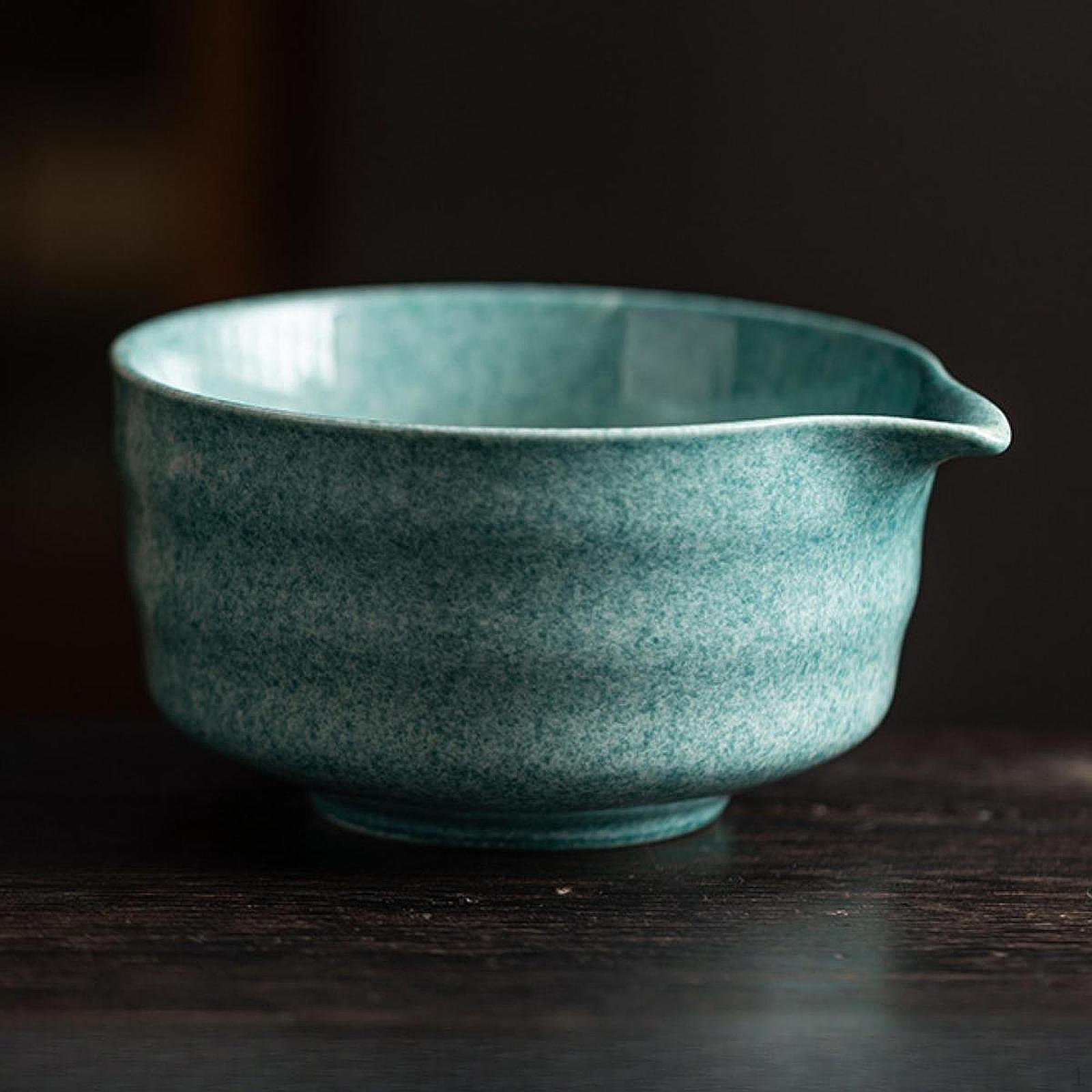 

Ceramic Green Tea Bowl 500ml 14x12.6x7.2cm Lightweight for Friends Lovers Multifunctional Style F