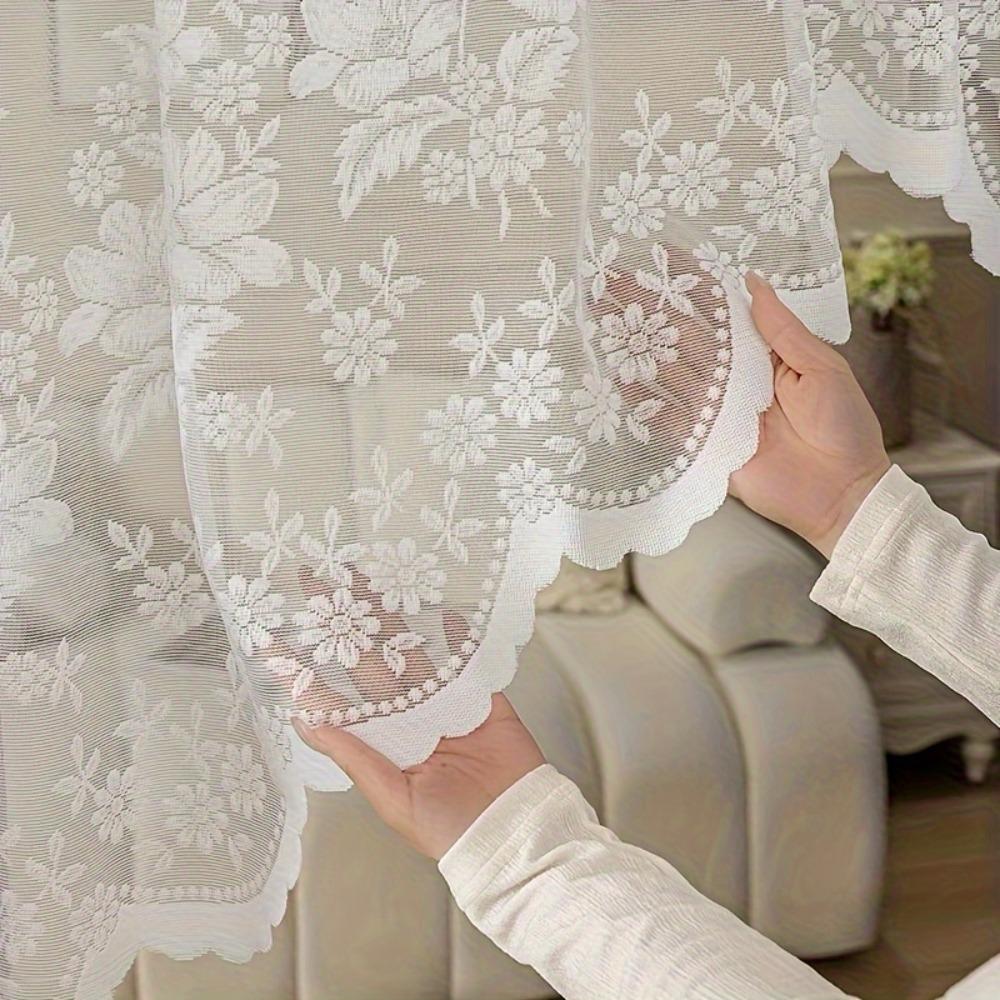 Translucent Window Sheer Curtain Flower Pattern Window Drape  Home Decoration