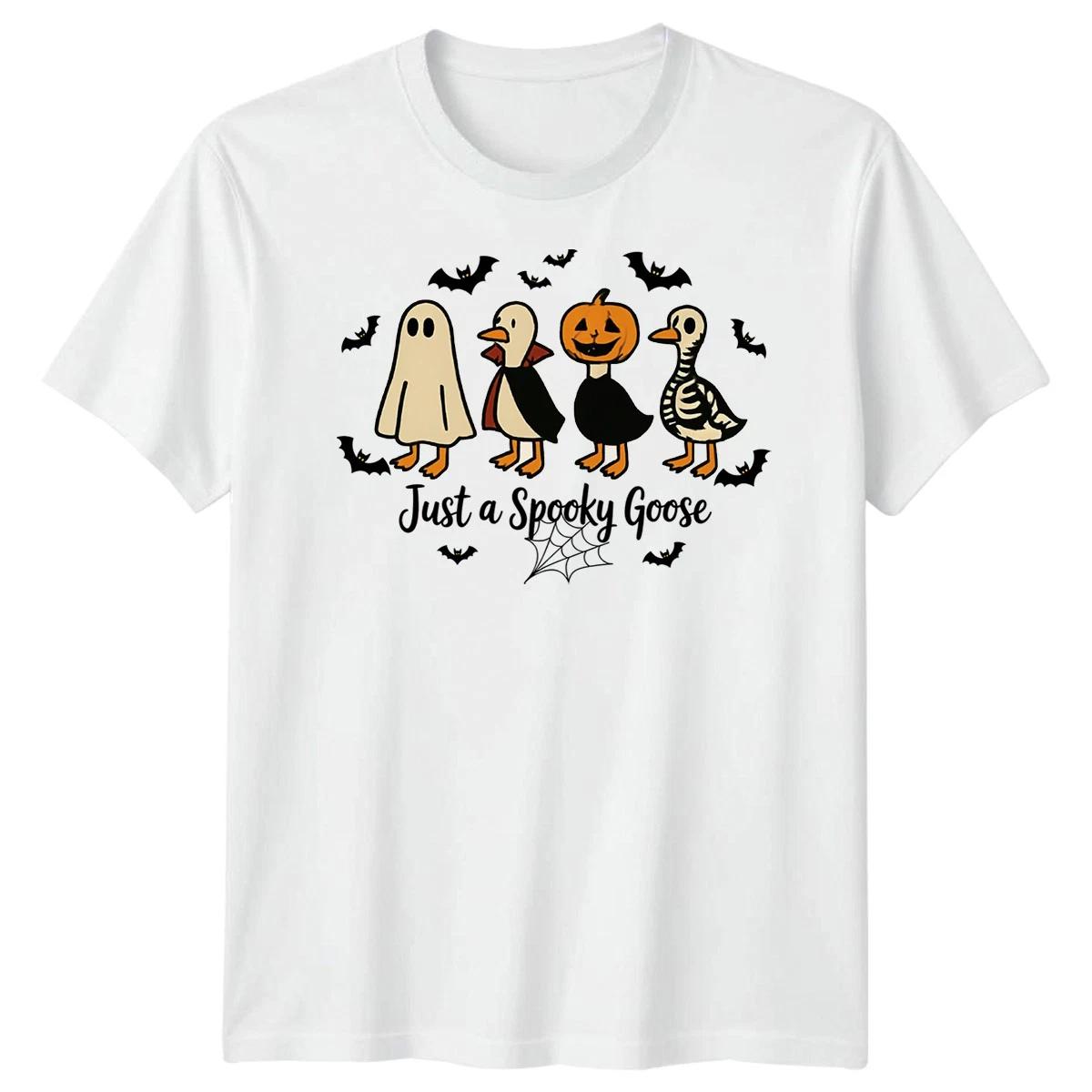 

Spooky Goose Halloween T-Shirt Skeleton Witch Pumpkin Ghost Tee For Adults Kids 100