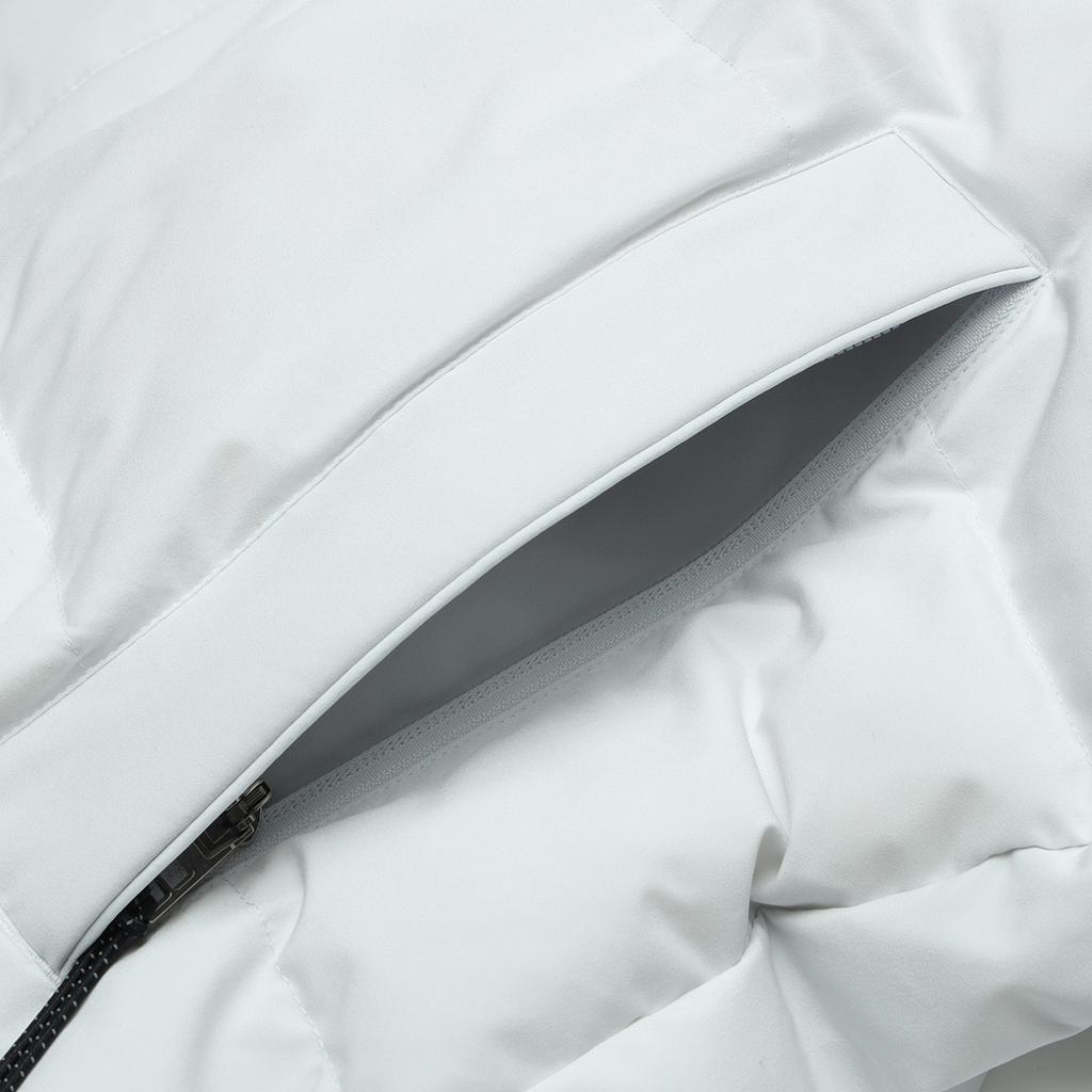 FILA Letter Zipper Hooded Long Down Jacket Men Outerwear Cold-Stone-White F51M349921A-WT