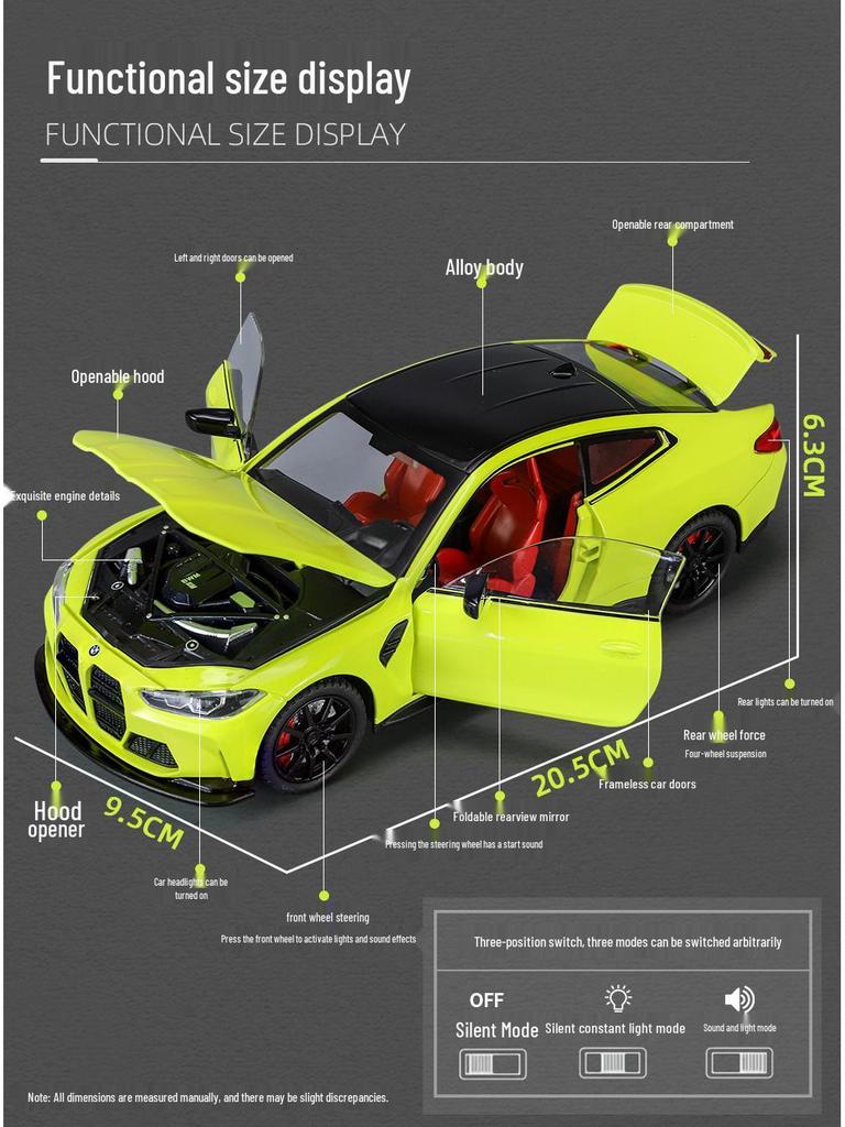 1:24 Boma M4 Alloy Sports Car Model - Children's Toy & Collection Display, Small Car Gift for Boys