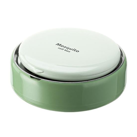 

Mosquito Coil Tray Portable Round Mosquito-Repellent Incense Holder High-Temperature Resistant Metal Plate Covered Dustproof Design Mosquito Coil Box зелений