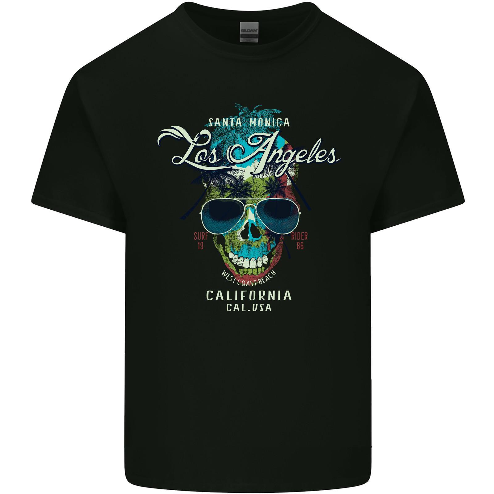 Los Angeles Surf Skull Surfing Mens Cotton T-Shirt Tee Top S разноцветный