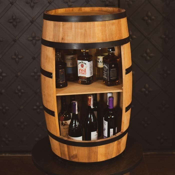 Casier À Vin - Creative Cooper - Tonneau En Bois - 80cm - Capacité 40 Bouteilles - Chêne