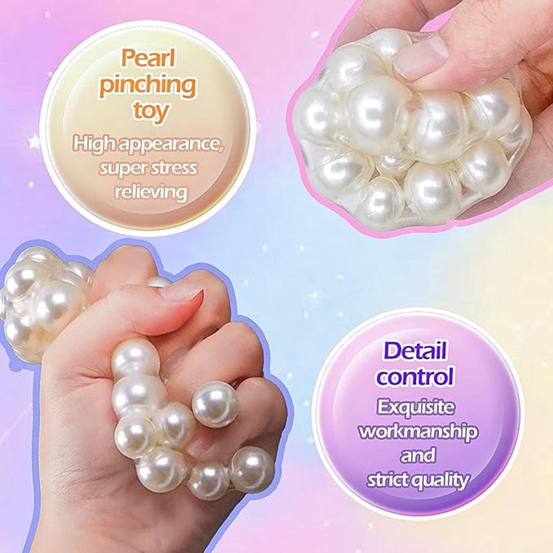 Yetişkinler İçin El Yapımı Üzüm Sesli Sıkılgan Top Çocuklar İçin Beyaz İnci Duyusal Fidget Oyuncakları Stres Giderme Sıkma Oyuncakları