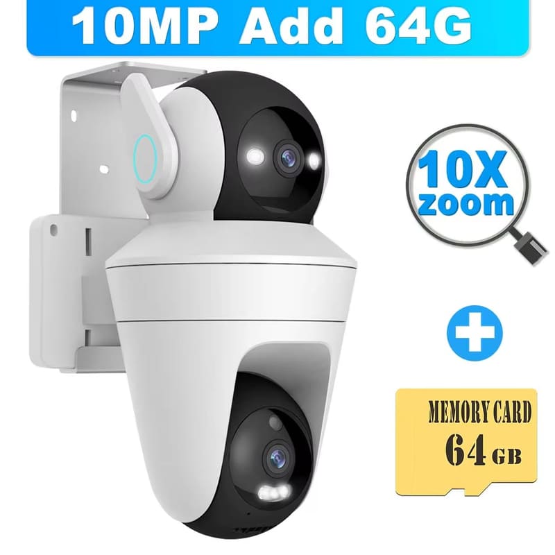 LS VISION 5K 10MP Wifi IP Camera 10X Zoom Dual Lens Outdoor PTZ Security Camera Auto Tracking Smart Home CCTV Cam 360° Video Surveillance