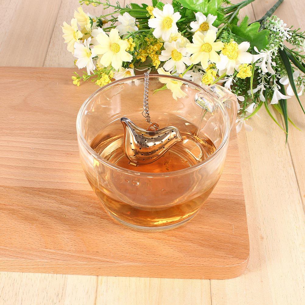 Stainless Steel Loose Tea Leaf Infuser Ball Strainer Filter Diffuser Herbal Spice Bird Chain