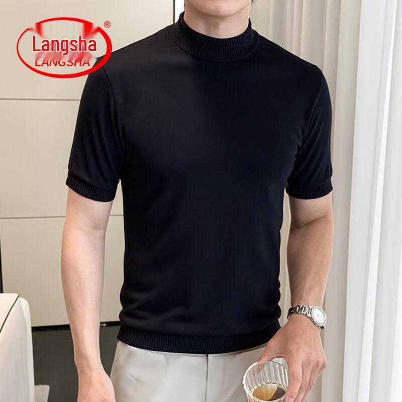Langsha Men s Short Sleeve Knit Tee M