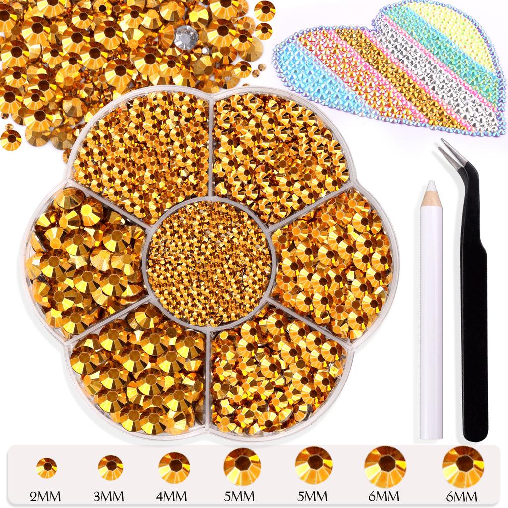 7 Grid Plum Blossom Boxed Resin Flat Bottom Nail Art Jewelry Jelly Diamond Violent Bear Ab Rhinestone Diy Clothing Diamond Sticker