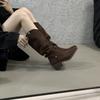 Internet Celebrity Fashion Wear Pile Boots Women 2025 Autumn New Wear Versatile Flip Through Thin Middle Heel Fashion Boots