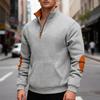 Autumn/Winter Men's Oversized Fashion Contrast-Colour Patchwork Half-Zip Fleece-Lined Oversized Stand-Up Collar Sweatshirt