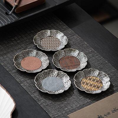 Chinese-Style Alloy & Bamboo Woven Coaster: Retro Mat for Kung Fu Tea Sets, Light Luxury Feel