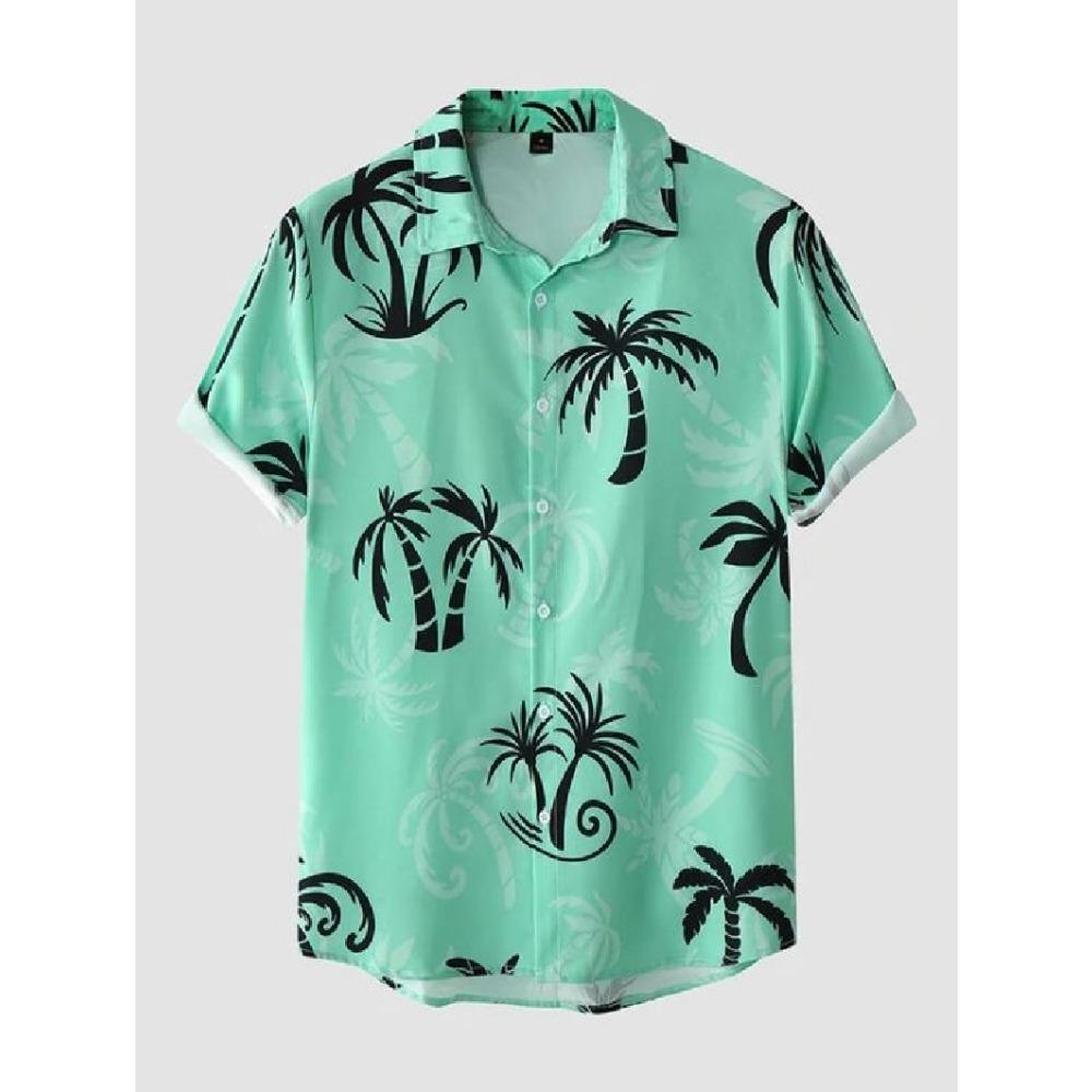 

Мужская рубашка с коротким рукавом, летняя рубашка, лацкан, модная и универсальная, гавайский стиль, с принтом 5XL