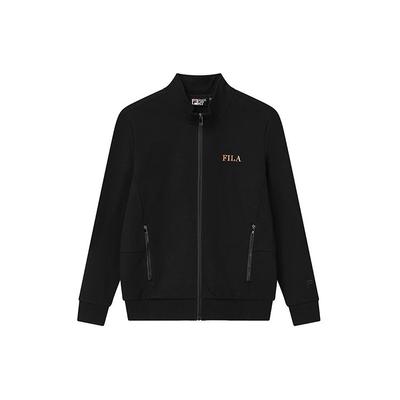 Veste Tricot Sport à Manches Longues Col Montant Imprimé Logo Homme Vestes Noir F11M138553F-BK