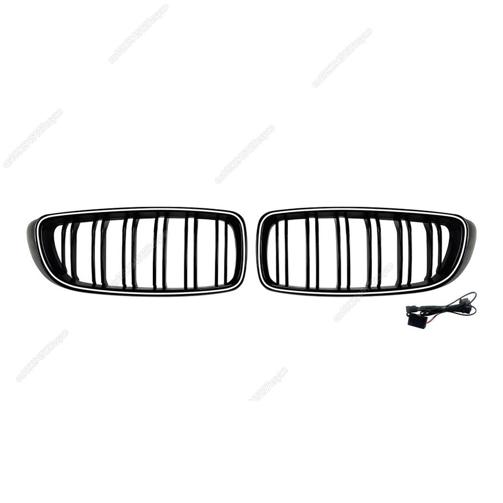Car Front Bumper Grille LED Light  Racing Grill Single/Double Line Kit For BMW 4 Series F32 F33 F36 2014-2020 Gloss Black Tuning