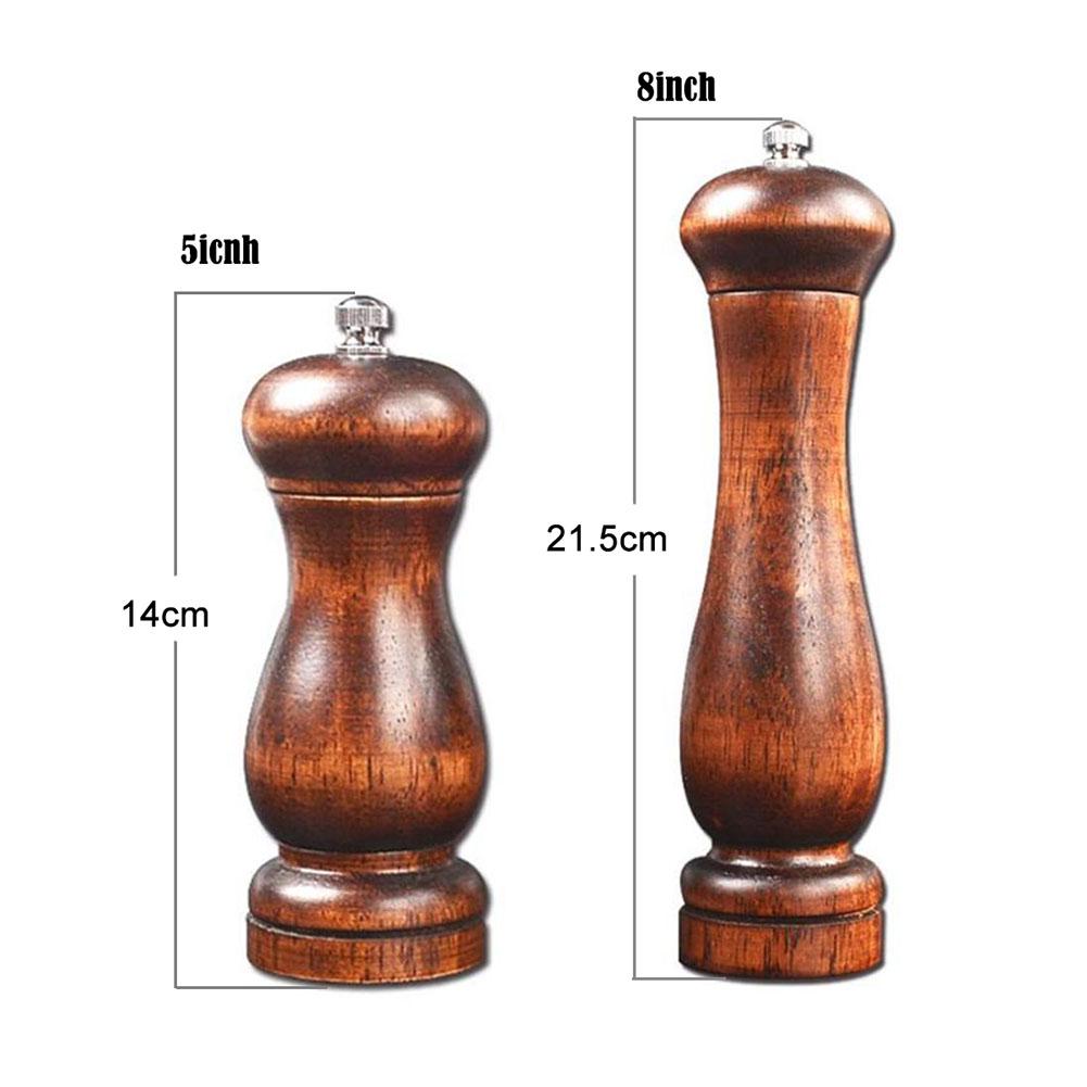 4PC Oak Pepper Grinder Coarse Salt Solid Wooden Oak Pepper Mill Handheld With Adjustable Ceramic Core Manual Kitchen Tools