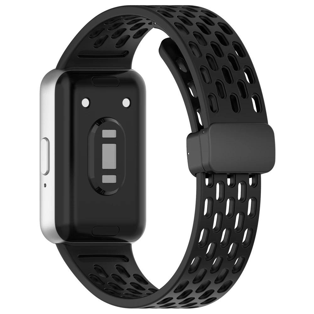 Magnetická D přezka Sportovní silikonový pásek pro Samsung Galaxy Fit 3 Fit3 SM-R390 Náhradní pásek Náramek Příslušenství