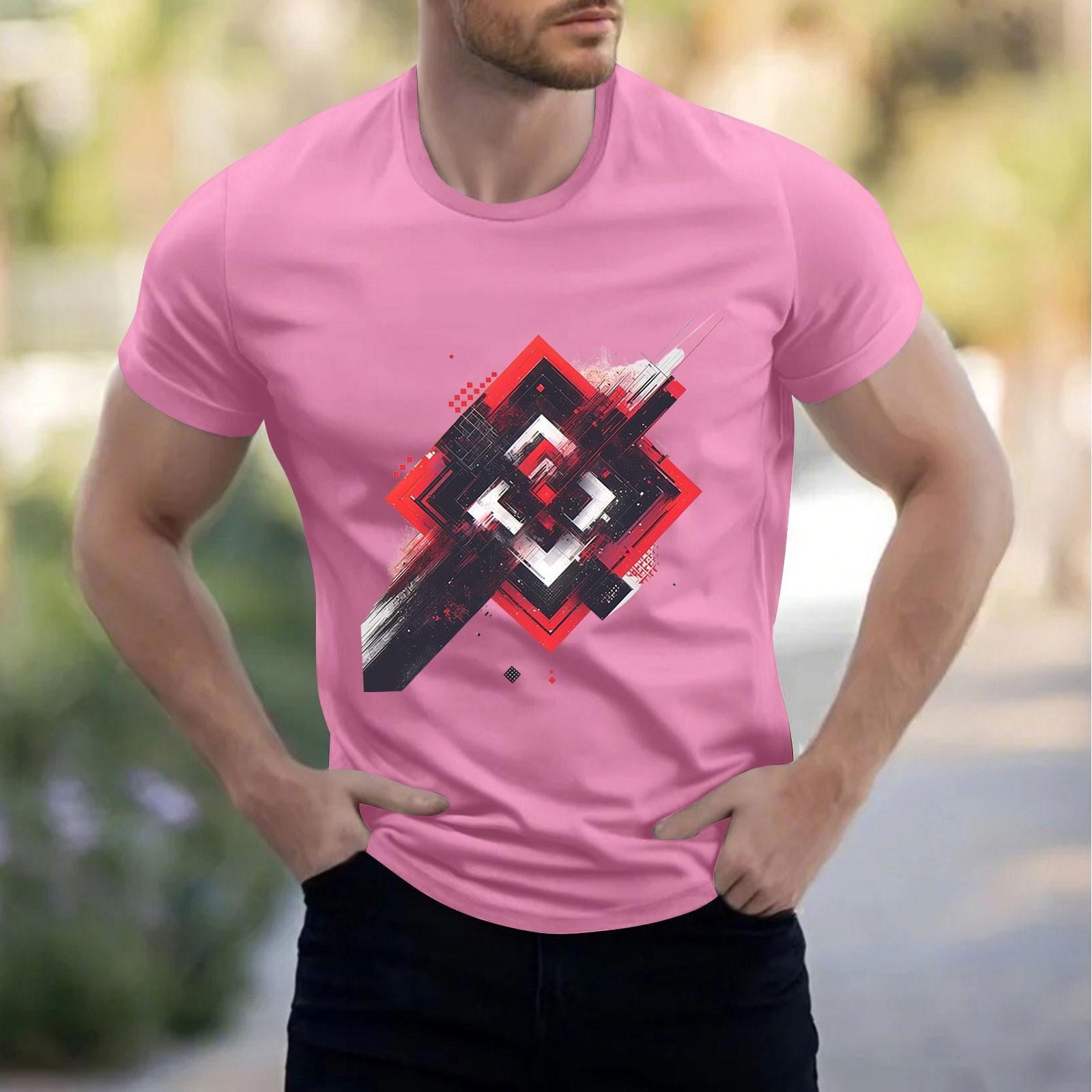 

Мужская рубашка с воротником-стойкой и коротким рукавом, свободная рубашка для отдыха и отдыха, мужская M розовый