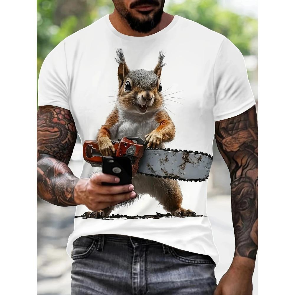 Funny Animal Pattern 3D Print T-shirts Cosplay Daily Casual Sports Round Neck Short Sleeved Men's T-shirts