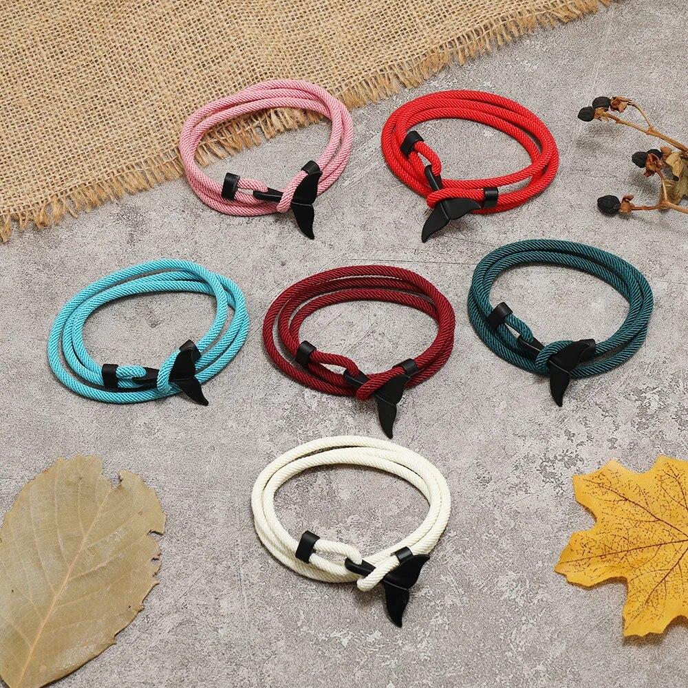 Bracelet ancre série océan, Bracelet queue de baleine pour Couple, ligne Milan, corde tressée, Bracelet étudiant pour hommes et femmes