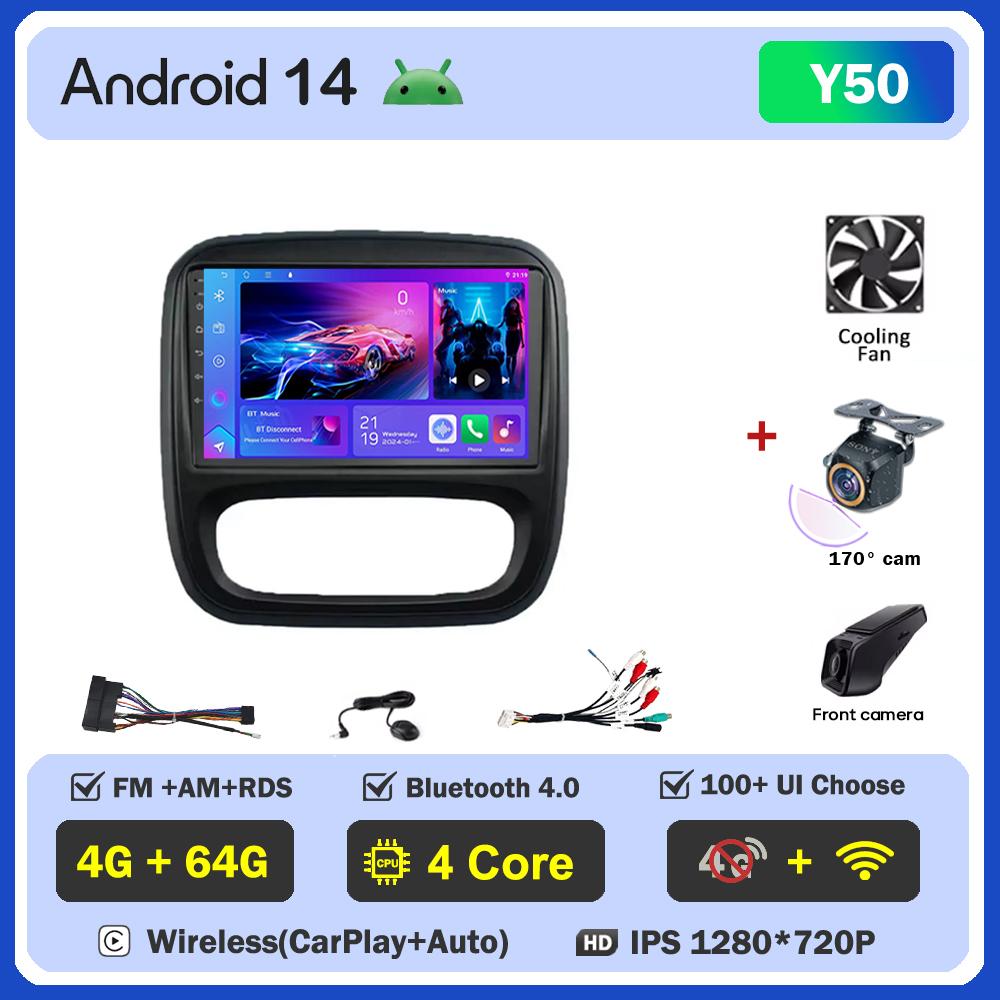 Android 14 Smart Car Systems For Renault Traffic 3 2014 - 2021 For Opel Vivaro B 2014 - 2018 Car Radio Player Stereo Head Unit