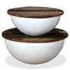 Coffee Tables, 2 Pcs, Reclaimed Wood, White, Bowl Shape