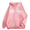 226 Gothic Print Zip Up Hoodie Unisex Women Casual Fall Winter Loose Fit