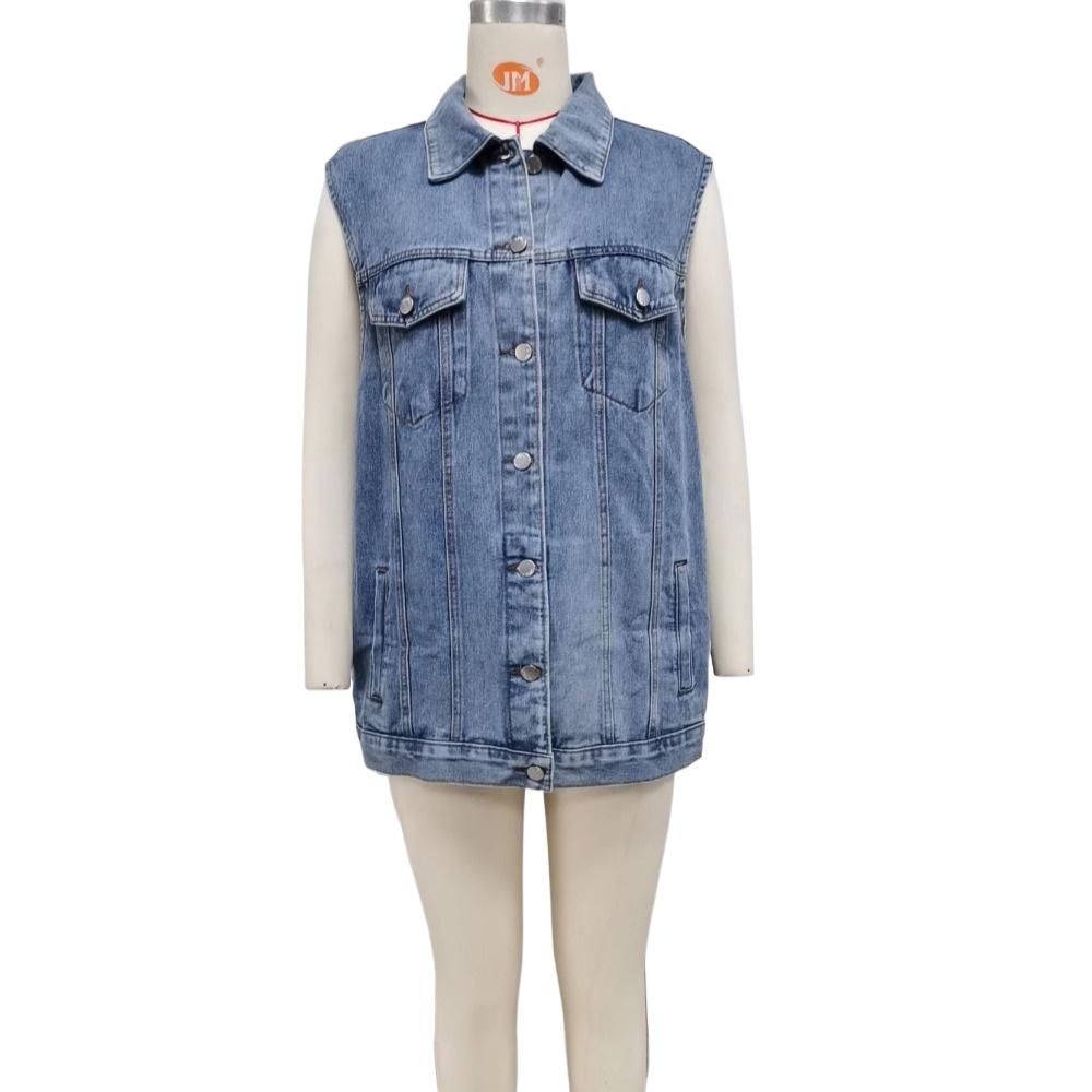 IHUASU Women's Vintage Denim Vest Jacket Loose Casual Trend Vests